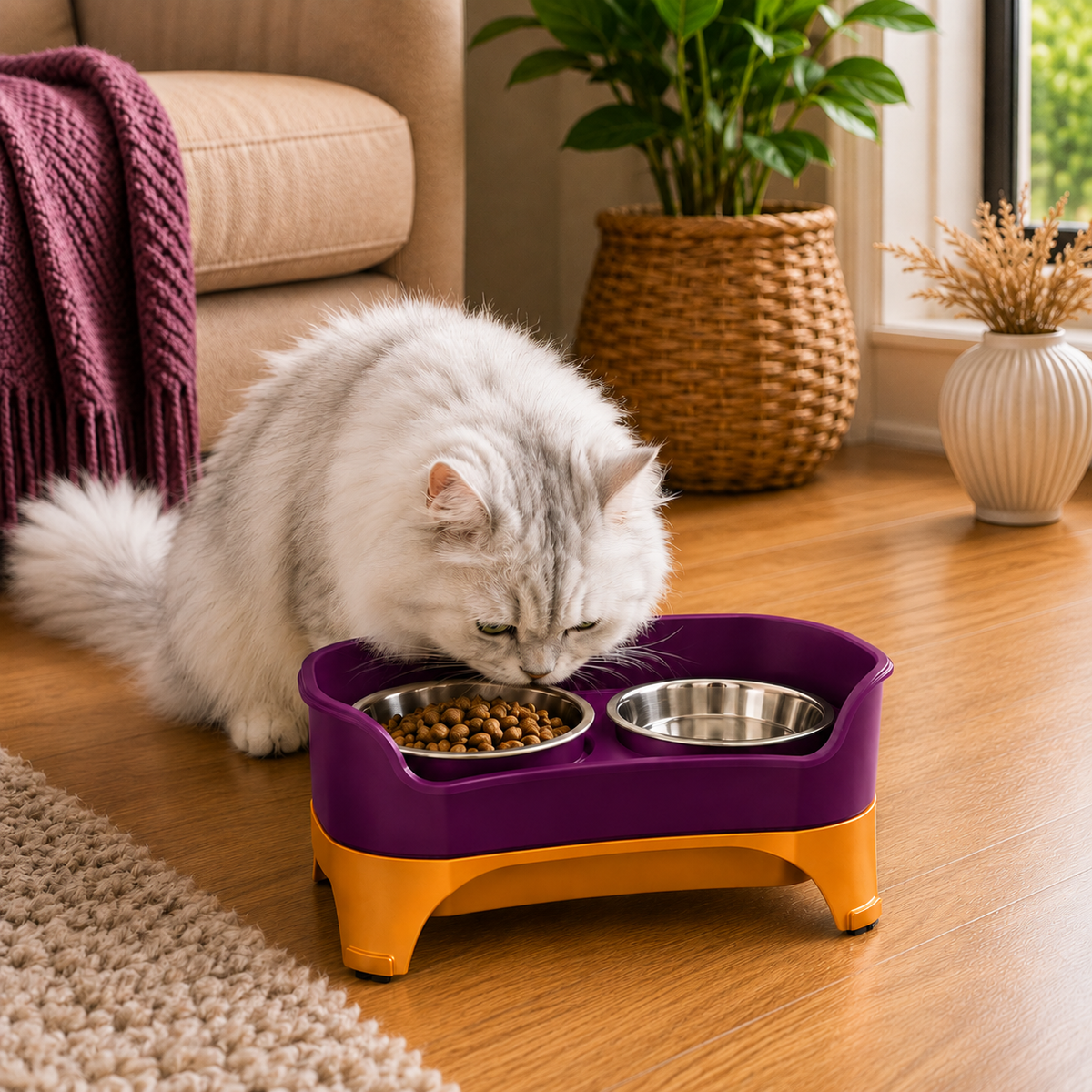 Elevated Double Cat Bowl Stand