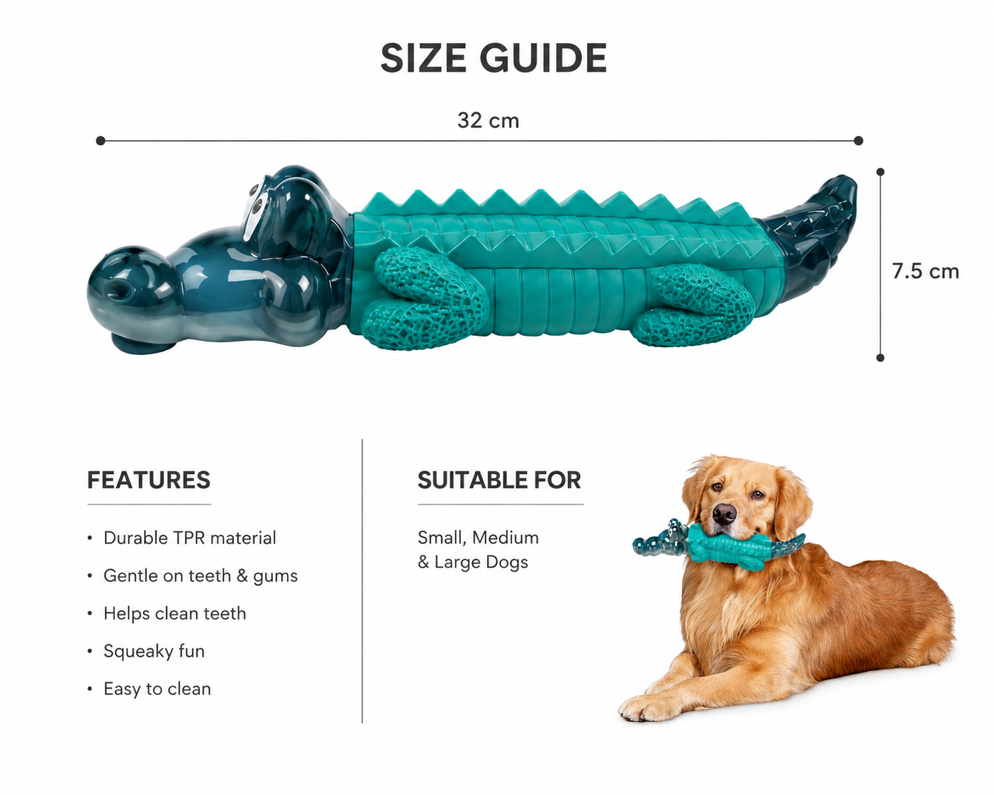 Crocodile Dog Toy – Interactive Textured Pet Toy for Small, Medium & Large Dogs - Image 4