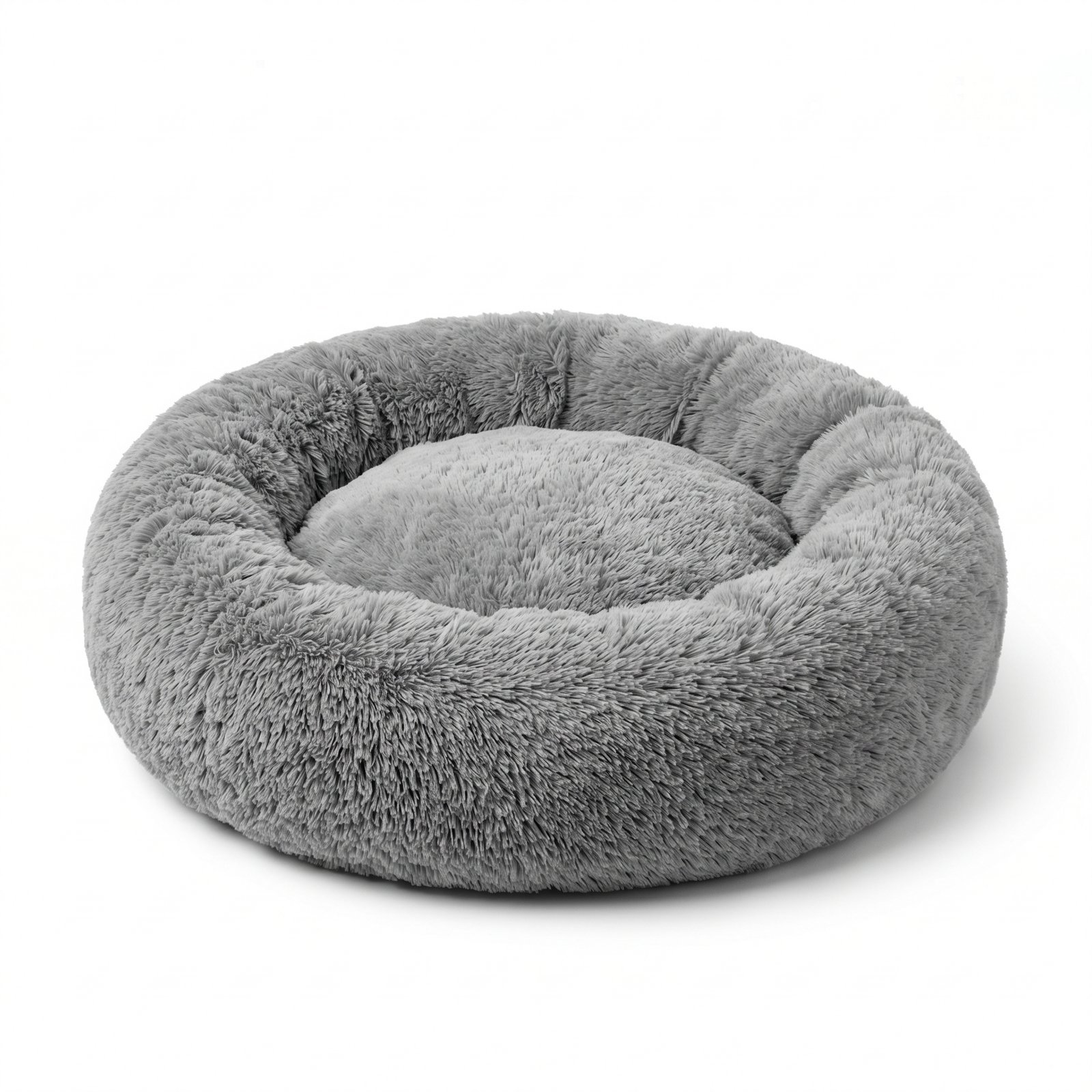 CozyNest Calming Dog Bed Anti-Anxiety Plush Round 24 Inch Grey | Aqua Star Pet