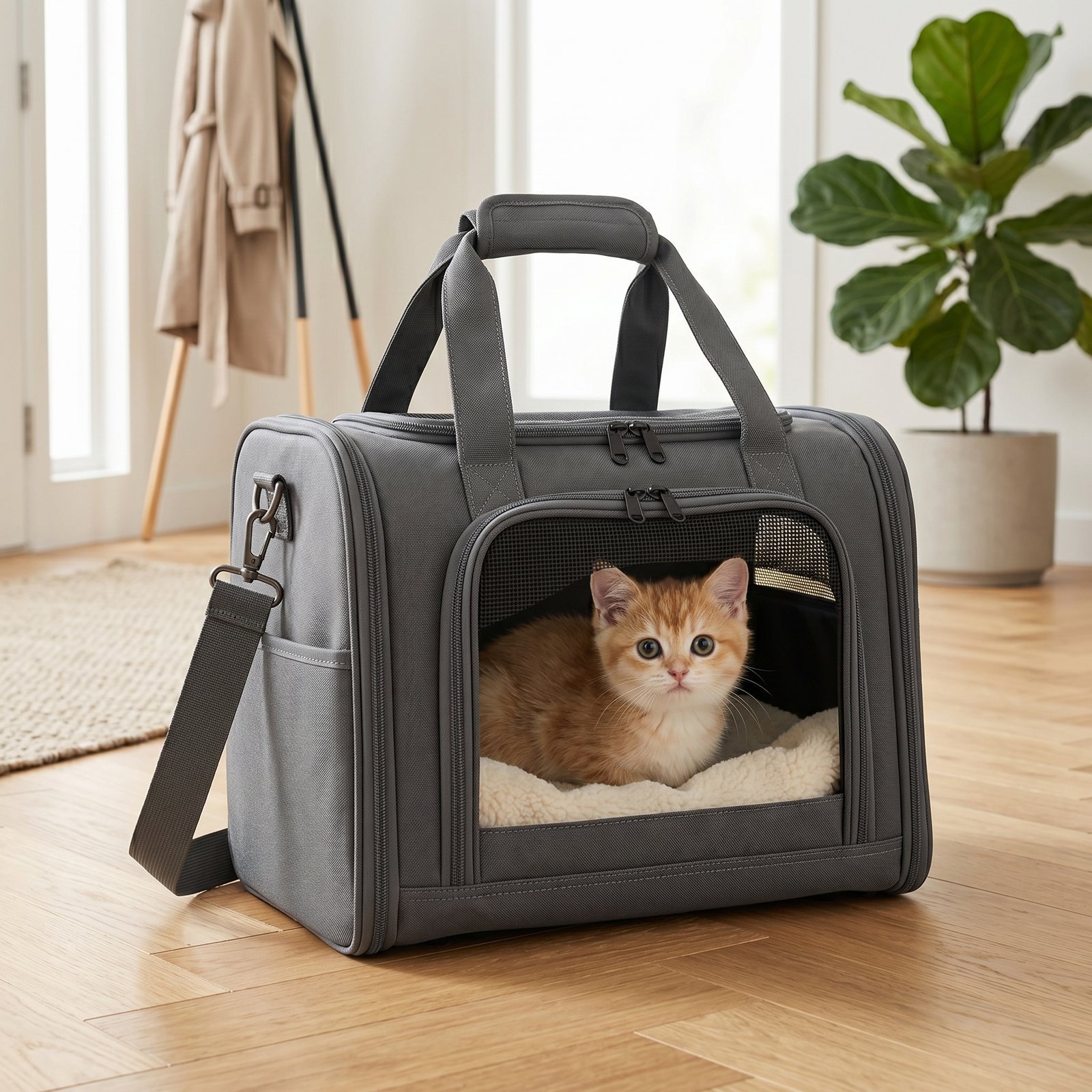 TravelMate Expandable Pet Carrier Airline Approved Soft-Sided Grey | Aqua Star Pet - Image 4