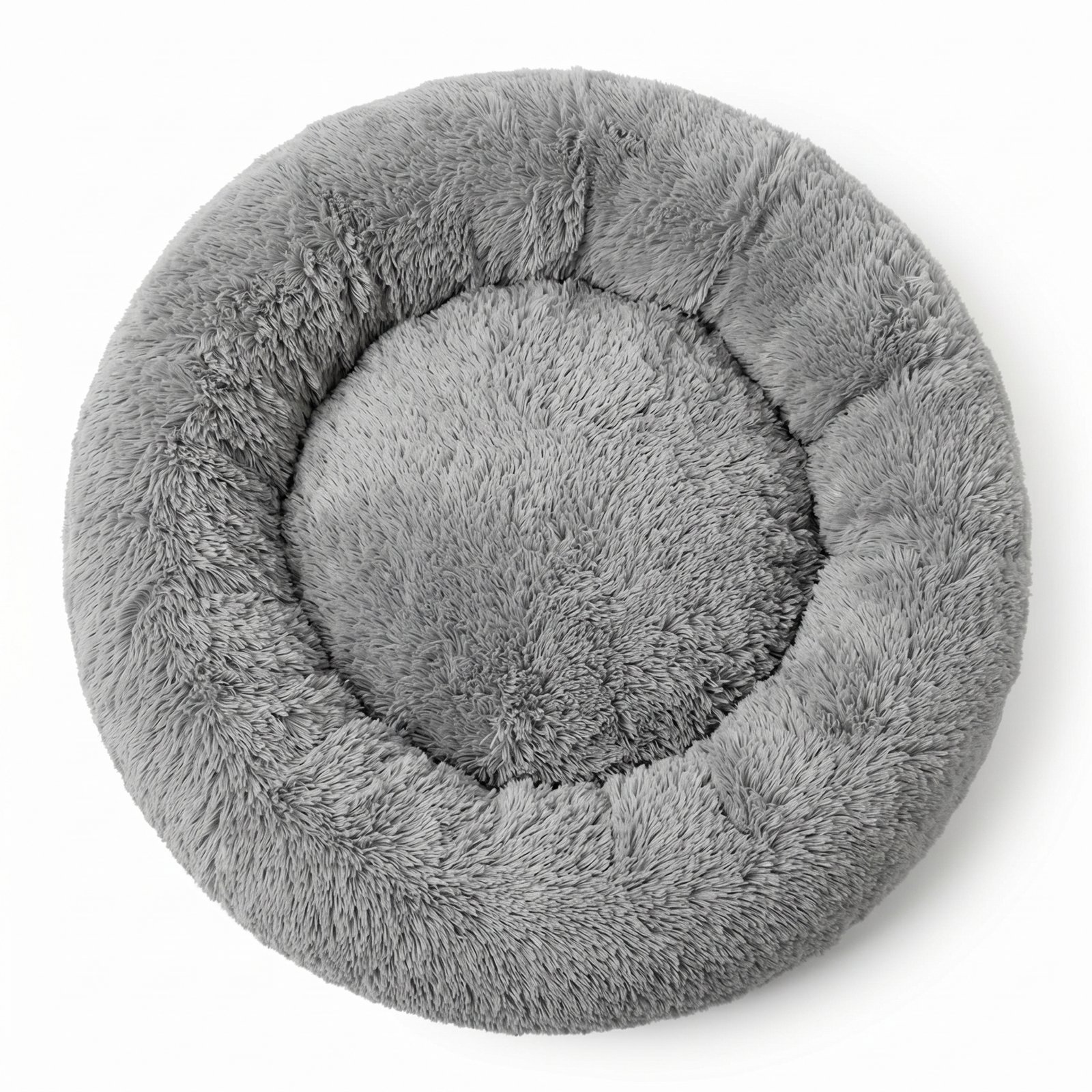 CozyNest Calming Dog Bed Anti-Anxiety Plush Round 24 Inch Grey | Aqua Star Pet - Image 3